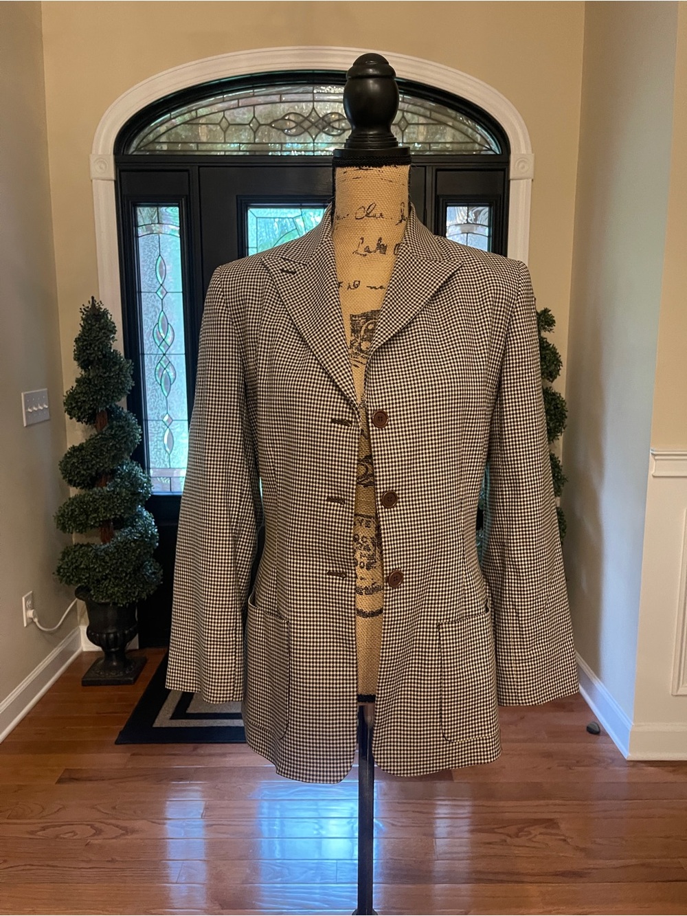 Max Studio Collection Vintage Houndstooth Herringbone Blazer Suit Jacket Size 10
